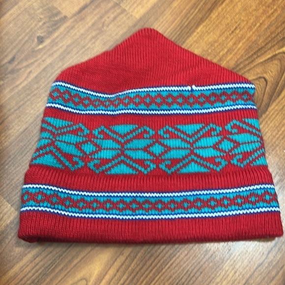 Stowe Vermont Moriarty Hand Knitted Ski Hat Wool Red **Flawed** - Picture 2 of 8